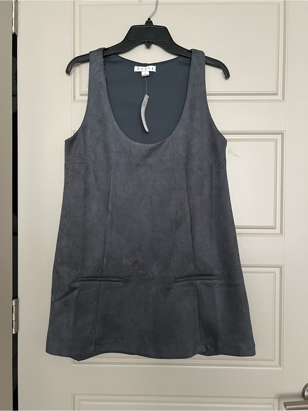 HYFVE Faux Suede Scoop Neck Sleeveless Shift Dress Small NWT